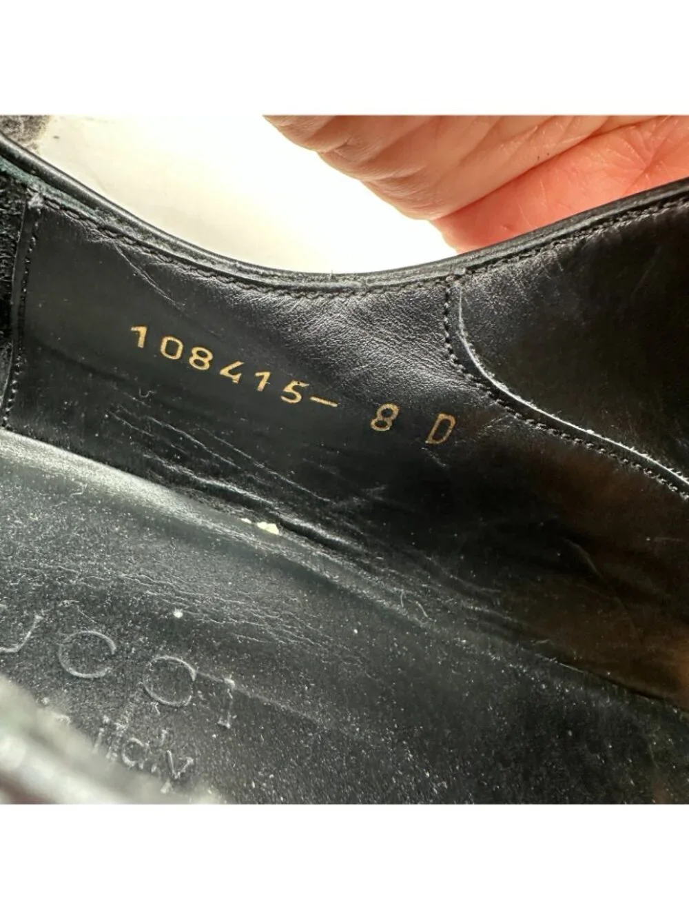 Gucci Men Size UK 8D US 8.5 Black Leather Plain Toe Derby Dress Shoes